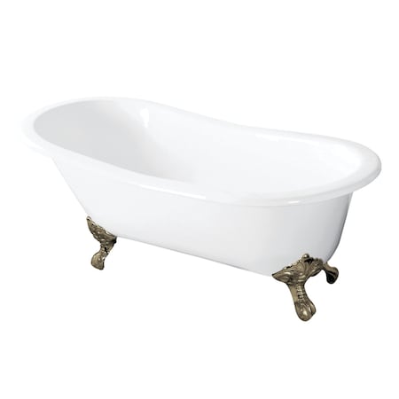 Aqua Eden Clawfoot Bathtubs, 54 L, 30.31 W, White/Brushed Nickel, Cast Iron VCTND5431B8